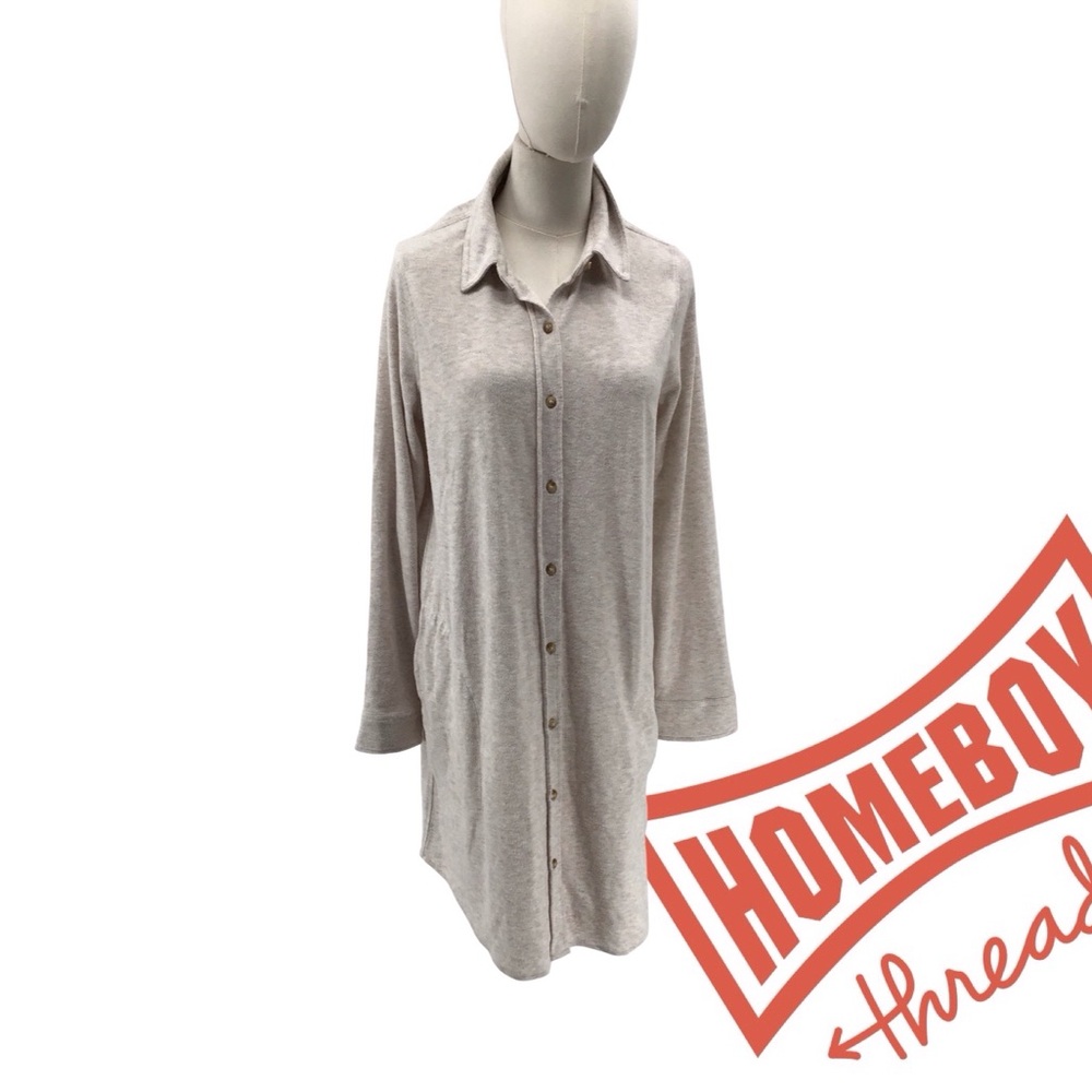 Faherty Light Gray Shirt Dress, Size Large, NWOT
